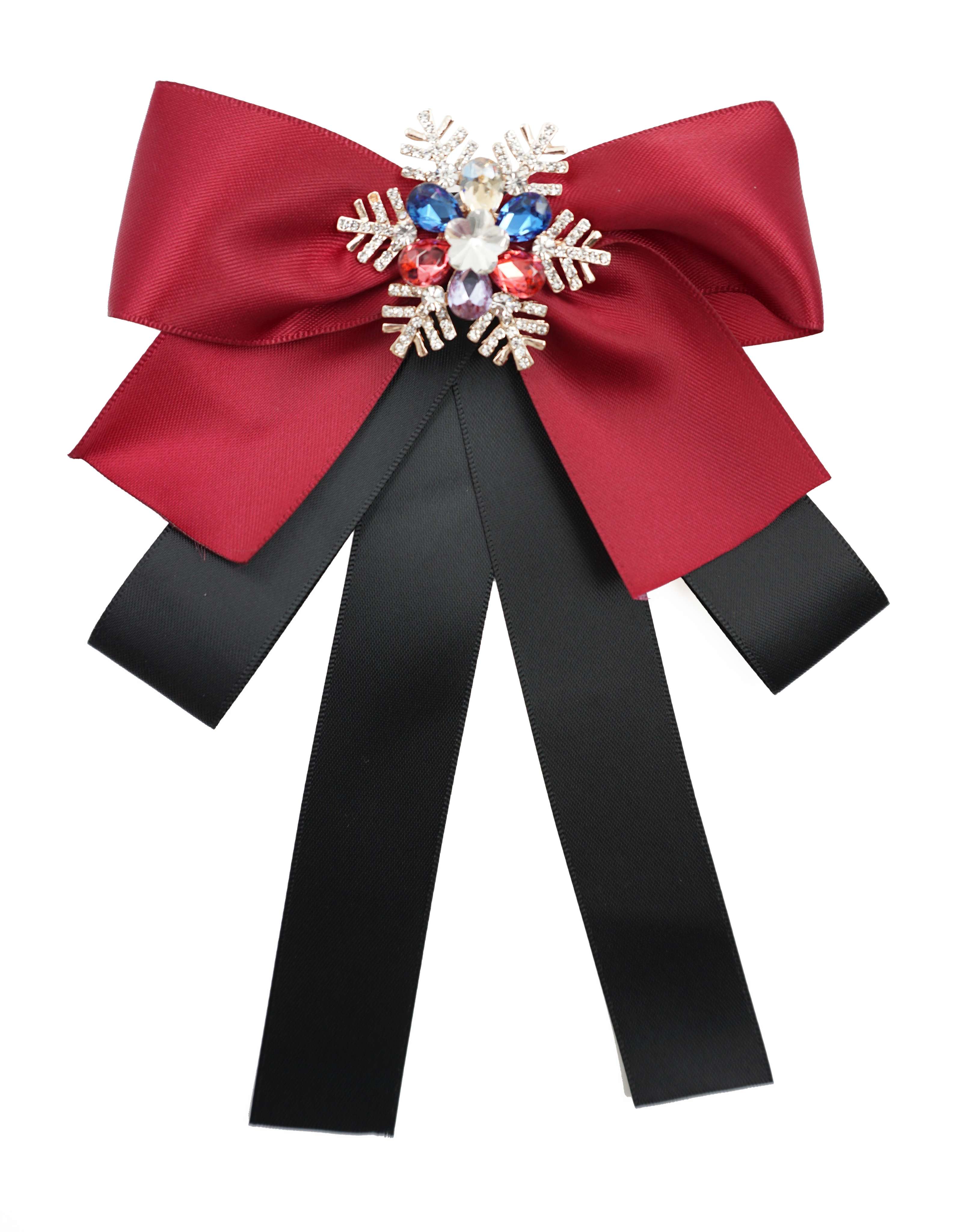 tied ribbon pin rhinestone snowflake bowknot neck tie brooches
